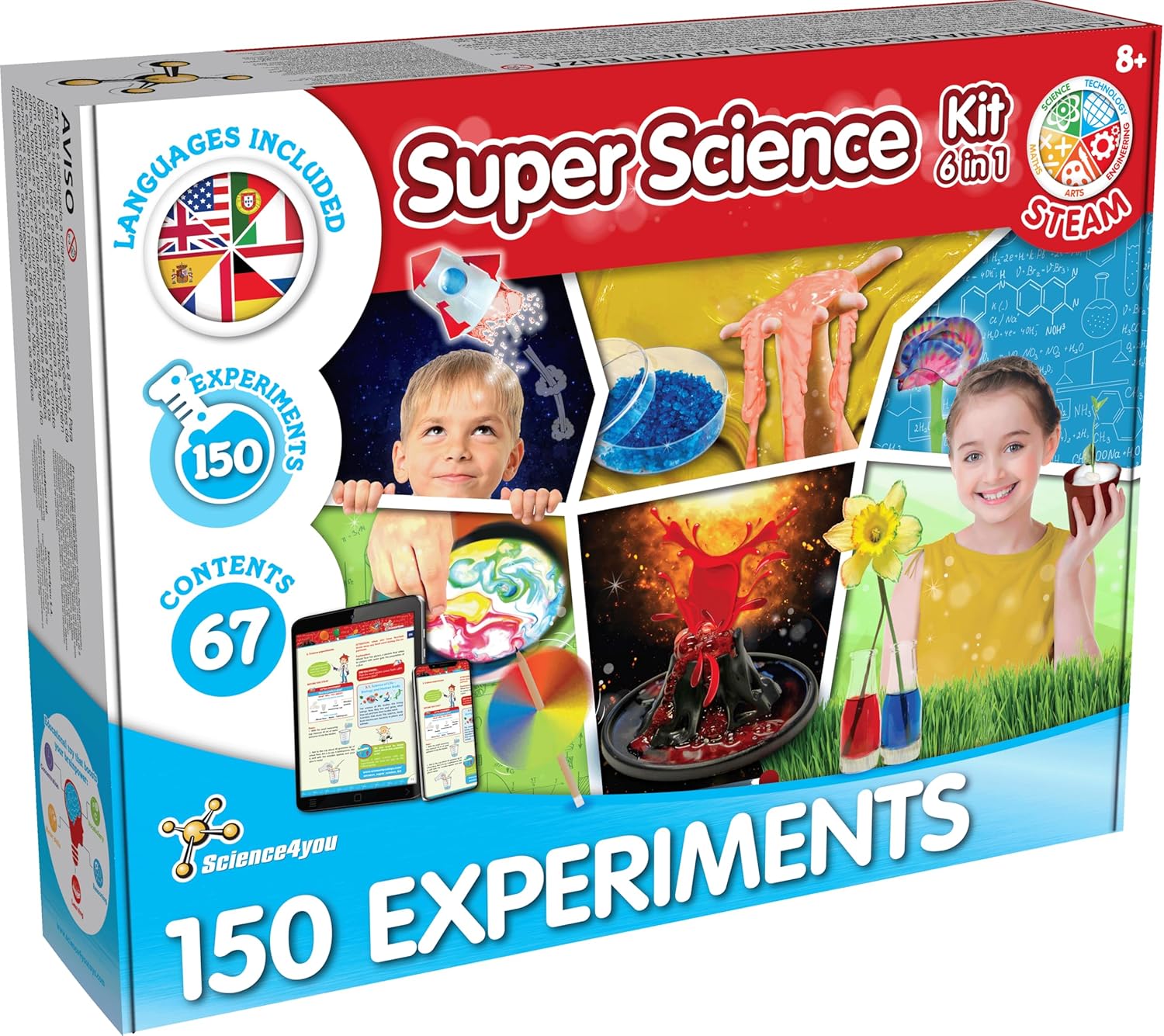 Science4you Super Kit Cientifico para Niños +8 Años - 150 Experimentos