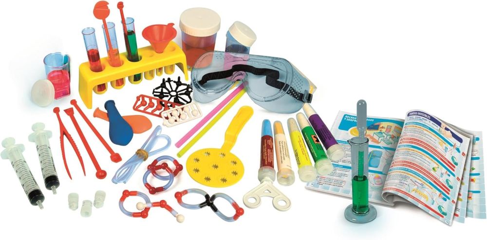 Contenido de la caja Clementoni - Laboratorio de Química - Set de 150 Experimentos